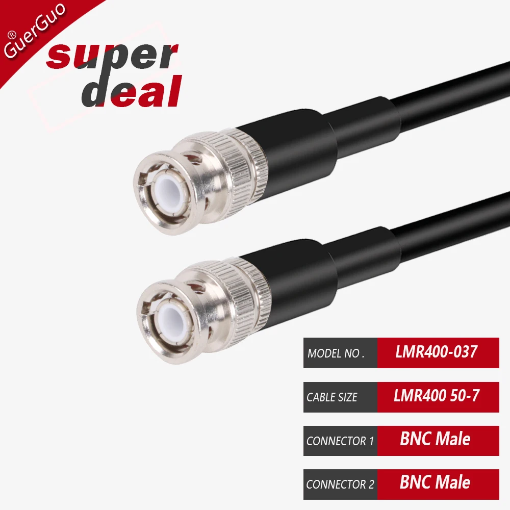 7D-FB RF Coaxial LMR400 Cable Cord 50Ohm SMA Male SMA Female to BNC Male Connector Antenna Extension Jumper Pigtail Adapter