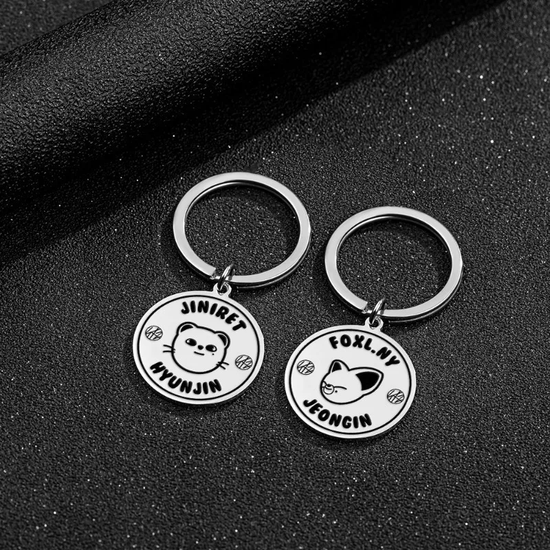 SKZOO Stainless Steel Engraved Keychain Stray Boy Titanium Steel Pendant Accessory Stray Kids Birthday Gift Bag Pendant