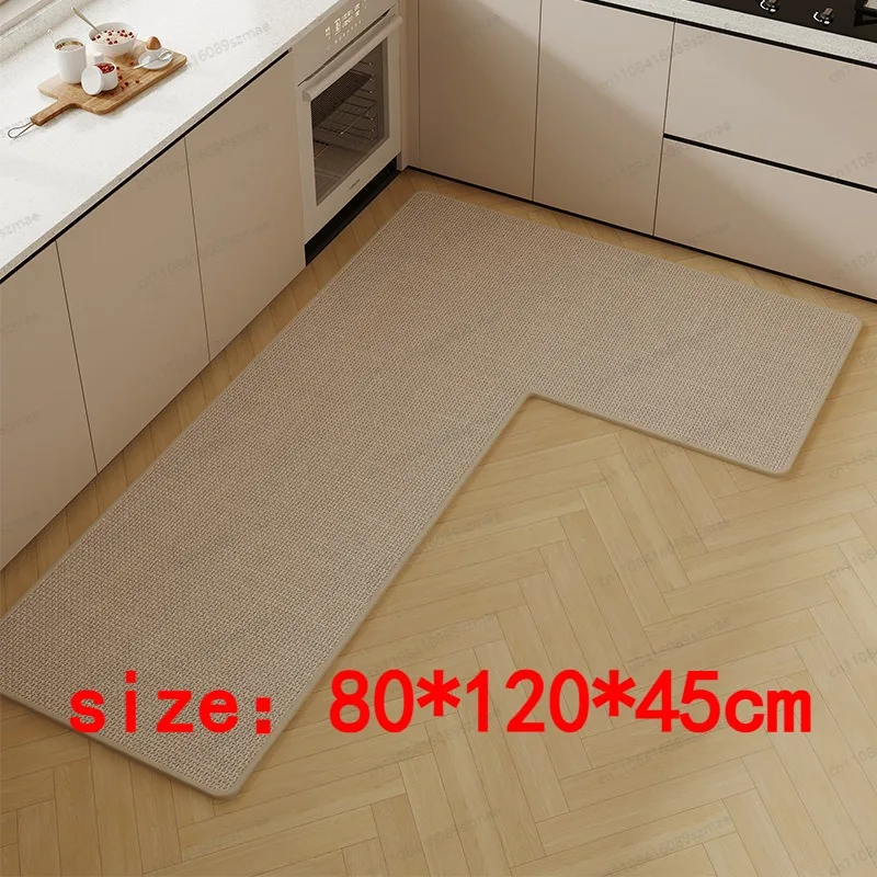 

80*120*45cm L-Shaped Integrated Woven Kitchen Mat, Premium Oil Absorbent Non-Slip Full Coverage Rug Suitable for Elderly