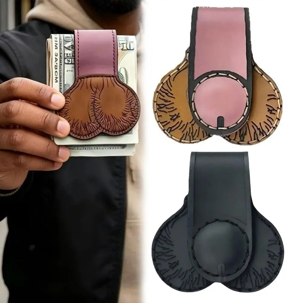 Pince à billets fantaisie amusante en cuir PU, porte-monnaie compact en forme anatomique avec bouton-pression, pour usage quotidien