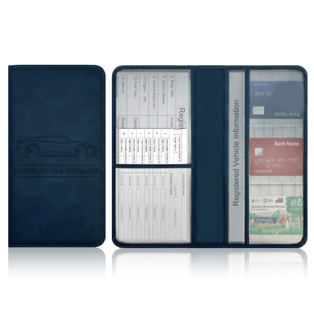 PU Leather Car Registration Holder Universal Protective License Document Holder Durable Car Wallet Case Vehicle Organization