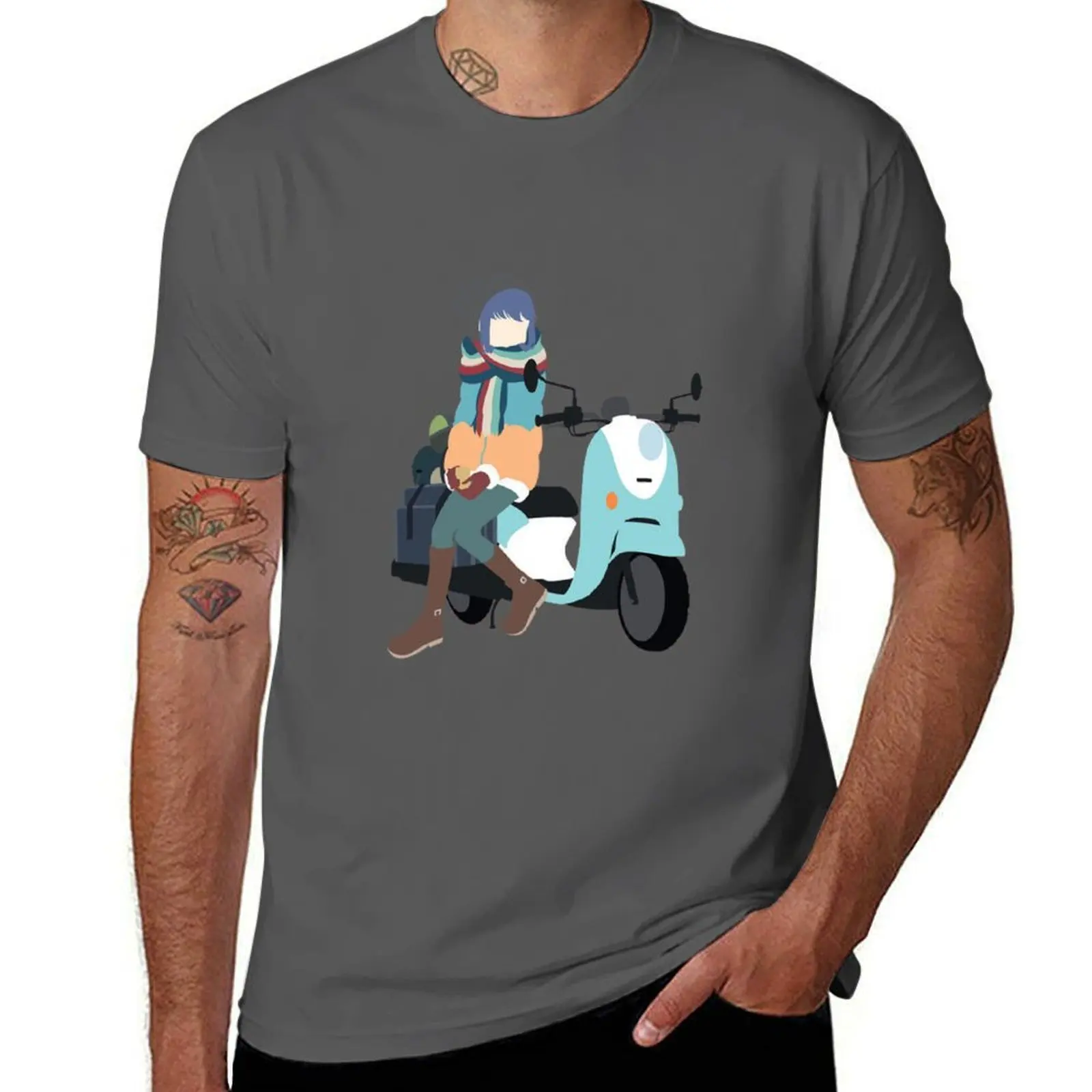 

Yuru Camp△ - Shima Rin and Scooter T-Shirt Water Resistant Casual T-Shirt