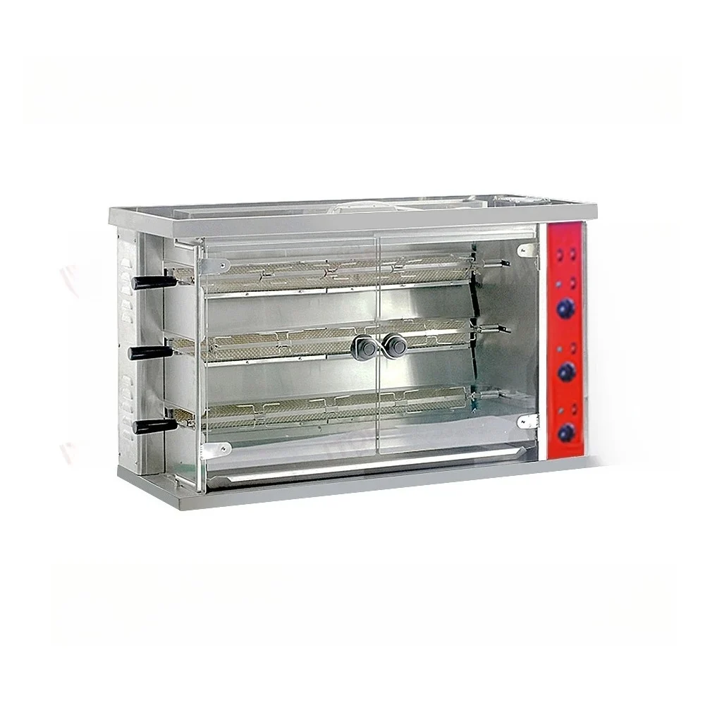 3 Rods Gas Rotisserie Chicken Restaurant 3/6/9 Rods Rotisserie Oven Commercial Electric Chicken Roaster Premium