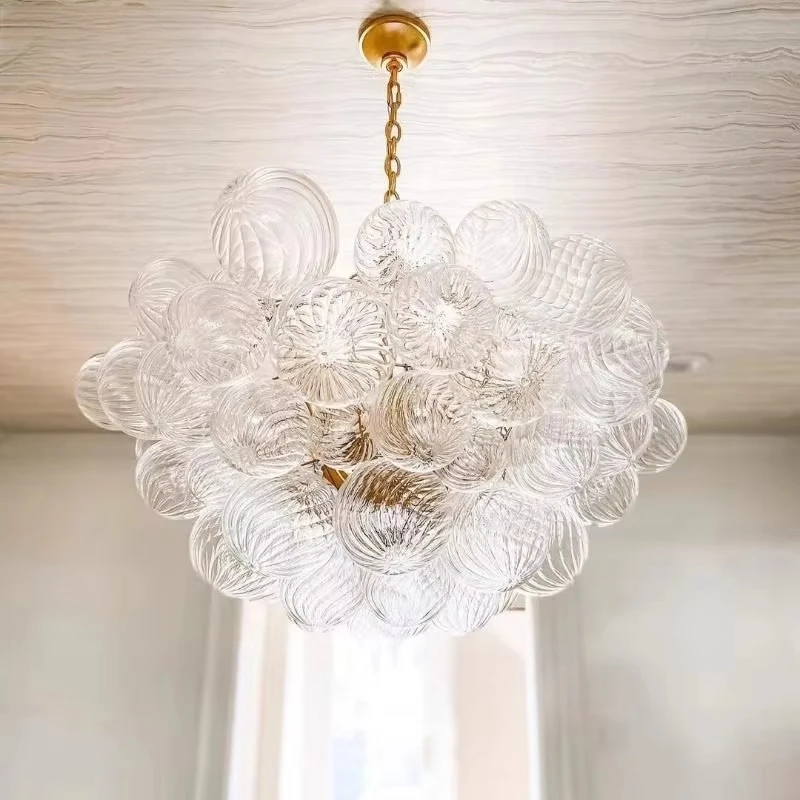 Modern Luxury Crystal Pendant Lamp Light Gold Metal & Transparent Glass Luxury Glass Bubble Chandelier for Hotels