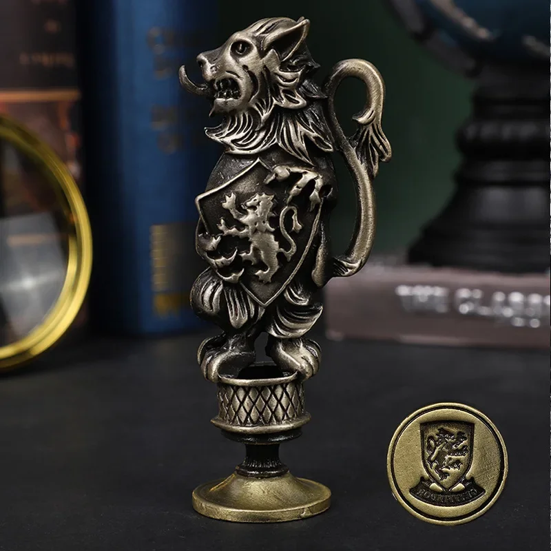 Magic School Stamp Sealing Wax Seal Badge lion castle snake Eagle badger Magic Series Full Seal 3D Carving Seal Handle Wax Seals