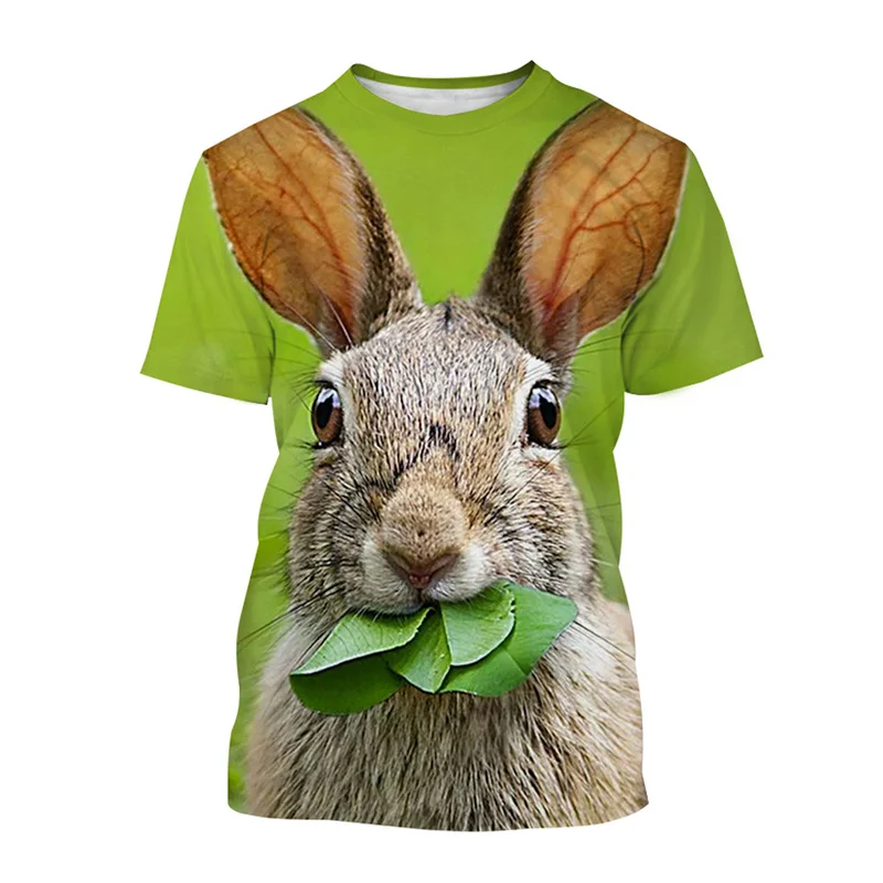 Fashion 3d Print Rabbit T Shirt For Men Cute Animal Pattern Short Sleeves Tees Tops Street Cool Summer T-shirt Kids Male Clothes