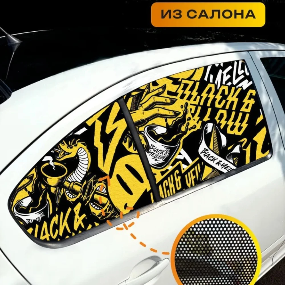 Graffiti Street Art One‑Way Vision Car Window Film, UV Sun Shade Privacy Anti‑Peep Vinyl Decal Auto Tuning