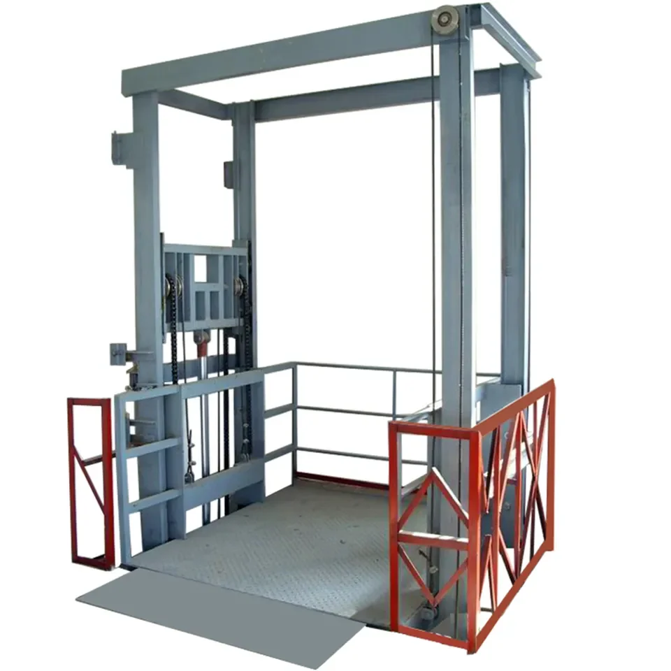 Hydraulic driven anti fall cargo elevator, plate chain+H-steel track, safe and stable