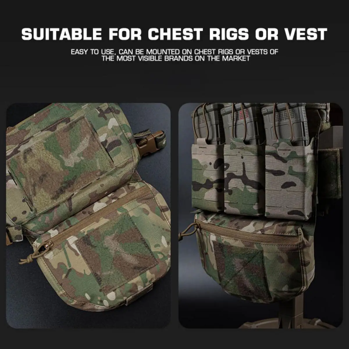 Aksesoris Kit IFAK Universal FC Sub Drop Bag Hook-Loop Mags, Kantong Drop Kompatibel Dengan Rompi V5 PC dan Rompi Chest Rig Lainnya