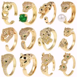 2025 New Fashion Punk Statement Big Animal Ring For Women Girl Party Jewelry Gold Color Hollow Leopard Open Ring