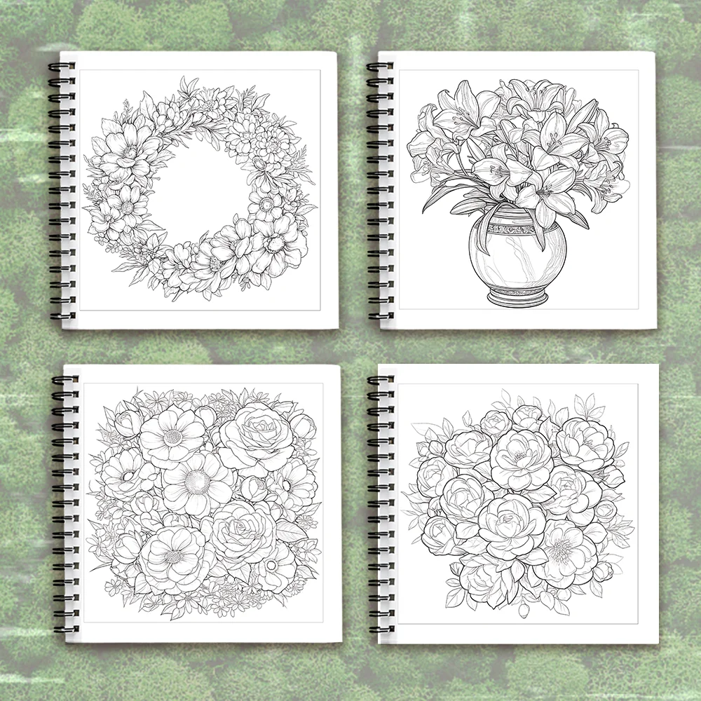 Malbuch für Erwachsene – 30 Blatt, Spiralbindung, speziell für Frauen, 21 x 21 cm, Zeichenbuch, Geburtstagsgeschenk, Geschenk für Feiertagspartys. – Detail 14