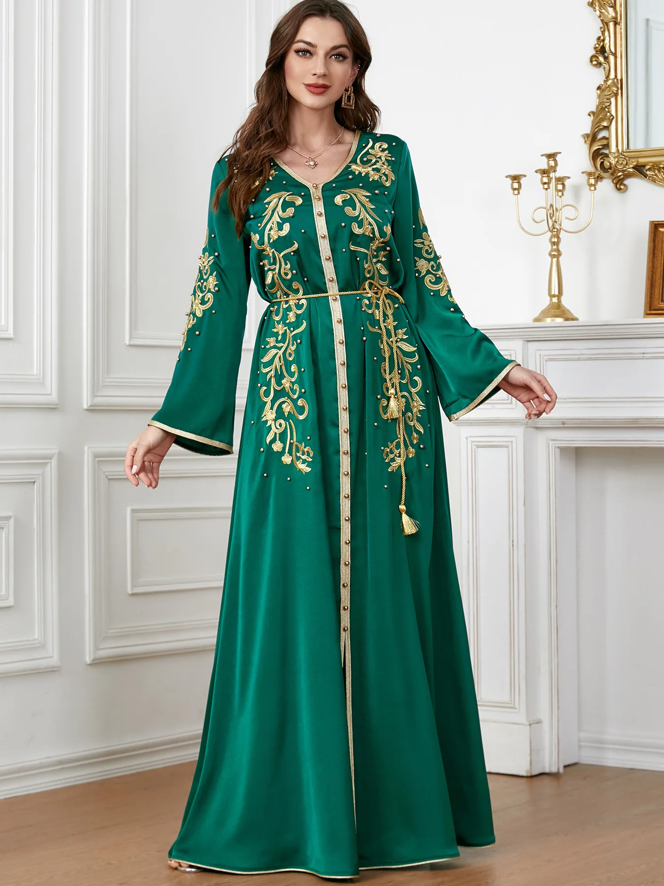 

Turkish Dresses For Women 2023 Spring Muslim Abaya Jalabiya Floral Embroidered Dress Caftan Marocain Robe Ramadan Turkey Gown