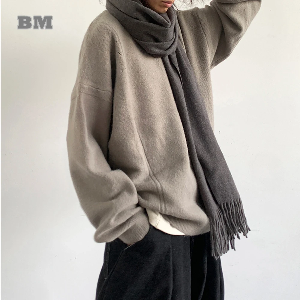 Korean Vintage Loose Knitwear For Men Women Streetwear Sweaters Hip Hop Trendy Pullovers Harajuku High Quality Casual Coat Male