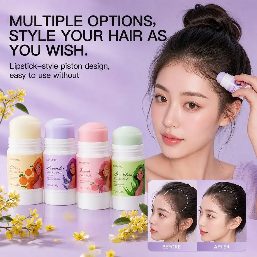 Hair Wax Stick Tame Flyaways Frizz Control Slick Stick Non-Greasy Strong Hold Hair Finishing Wax Balm For Wigs Hair Care