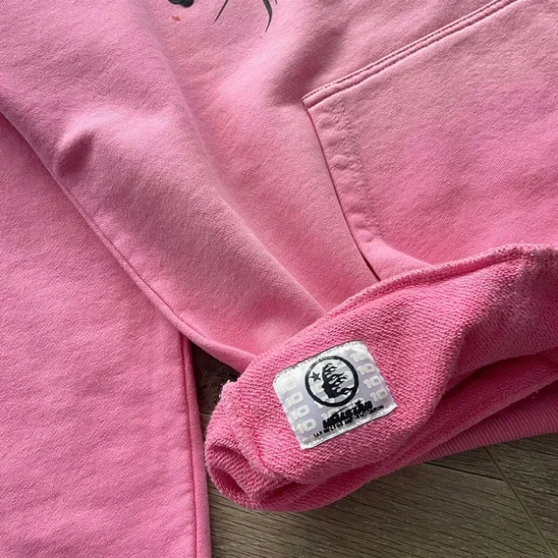 24ss rosa gewaschene Hoodies antike hochwertige Logo-Druck Frauen Sweatshirts übergroße Mann Kleidung