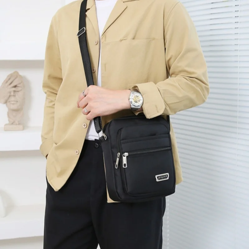 

1/3 Pack Men's Shoulder Bag with 4 Zippers, Simple and Stylish Crossbody Bag for Business Travel, Large Capacity, Lightweight Commuter Handbag, Small Square Bag, Christmas and Halloween Gift
