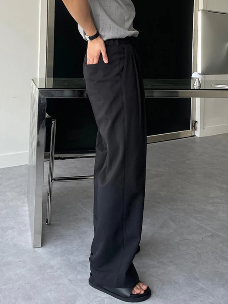 

Fall Men's Lightweight Maturi Sle Drapey High-End Wide Leg Pants Loose Straight Casual Trousers Korean Trend Straight Tube