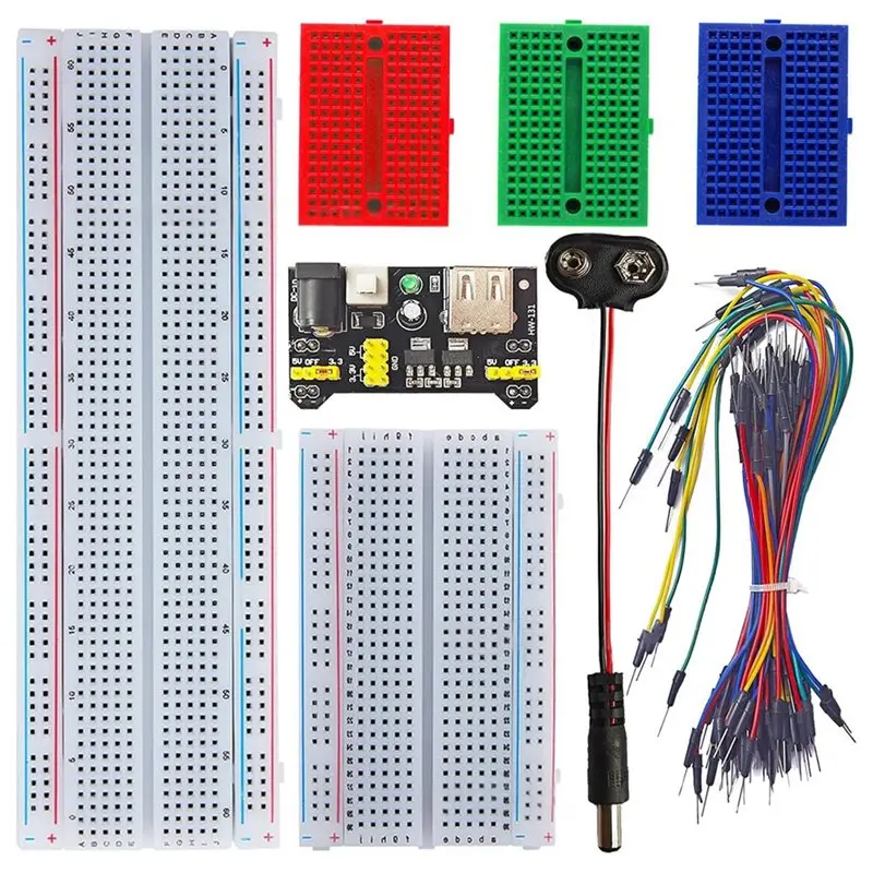 

A37T-Breadboard Kit 830-Hole Breadboard Power Module 400-Hole Breadboard + 1 Set 65Pcs Flexible Breadboard Jumper Wires