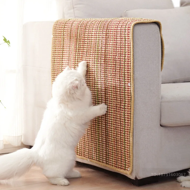 

Random color stripe hemmed sisal mat cat scratch pad cat claw rubbing artifact anti scratch sofa cross-border