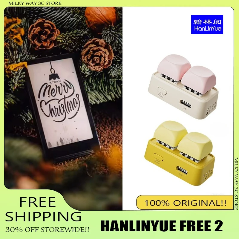

HanLinYue Free2 Mini Bluetooth 2-Key Keyboard, for iPhone/Tablet/XTEINK RGB Hot Swap Ebook Page Turner, Portable Wireless Keypad