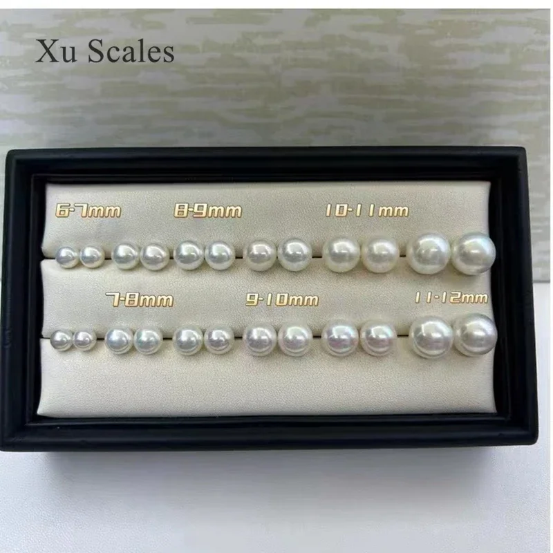 Super Bright Round White Fresh Water Natural AK Pearl Small Bulb Mirror Earrings S925 Sterling Silver Basic Simple Commuting