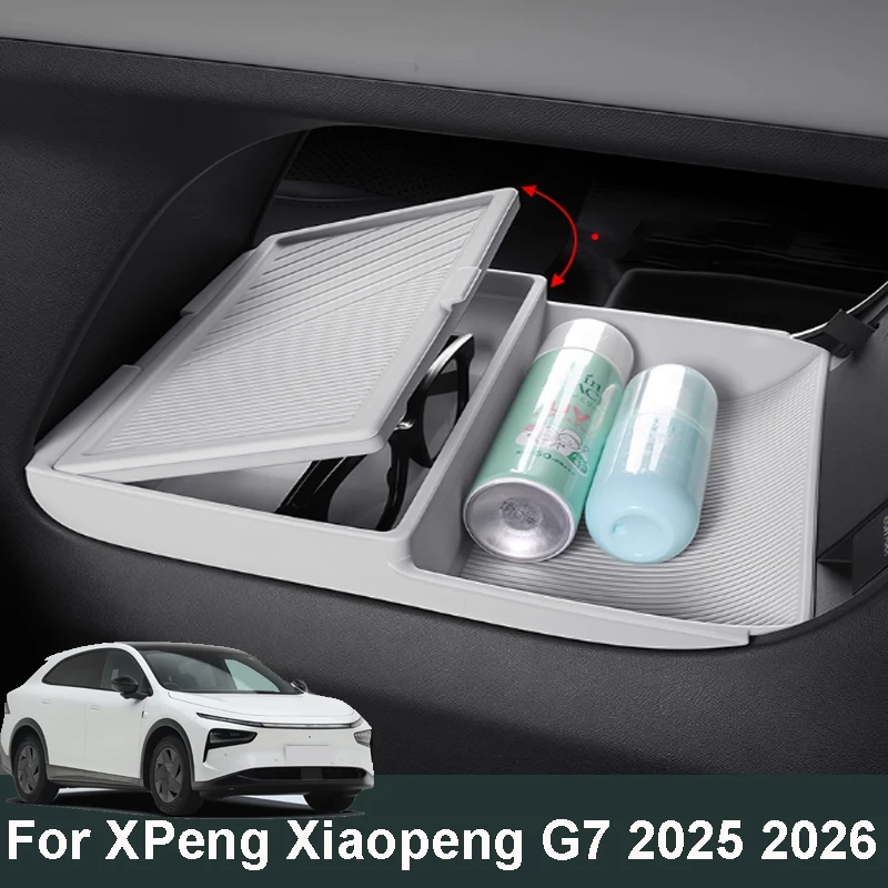 

For XPENG Xiaopeng G7 2025 2026 Car Central Control Lower Storage Box Double-layer Silicone Storage Compartment Accessory