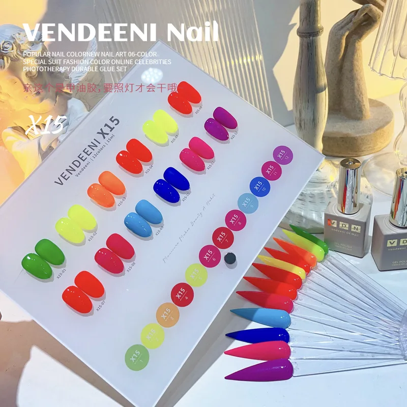 VENDEENI 12 colors Solid color Nail gel set Nail salon 2024 New Hot sale Non-toxic UV gel Fashion Nail Art Kit Custom Wholesale