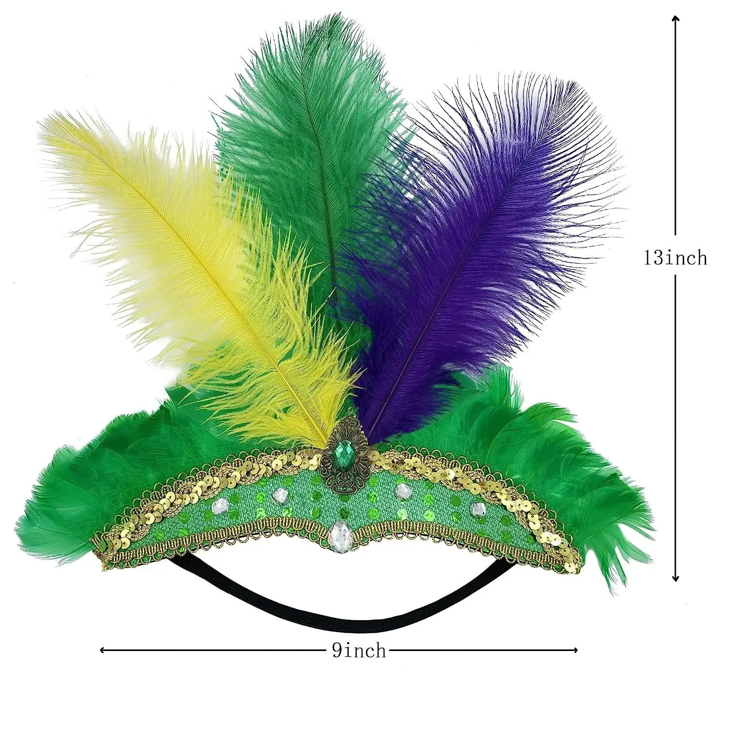 

Women Carnival Crystal Crown Feather Headpieces 1920s Flapper Headband Show Girl Feather Headdress Mardi Gras Accessories