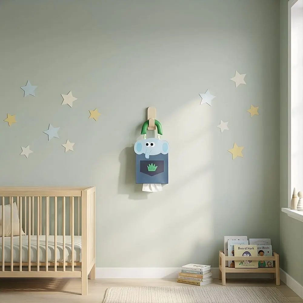 

PU Leather Hanging Tissue Bag Top Handle Cartoon Design Hanging Napkin Dispenser Space Saving Waterproof Portable Tissue Cover