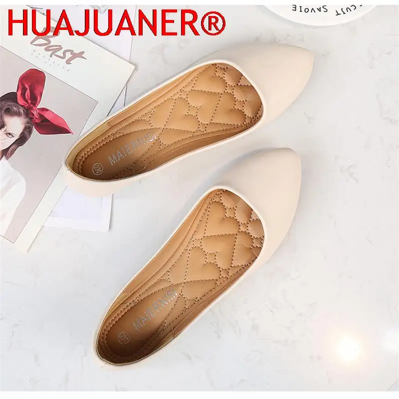 Women Flat Shoes Slip-on Pointed Toe Lady Loafers Plus Size 44 45 46 Shallow Single Low Heel Pregnant Woman Flats Zapatos Mujer