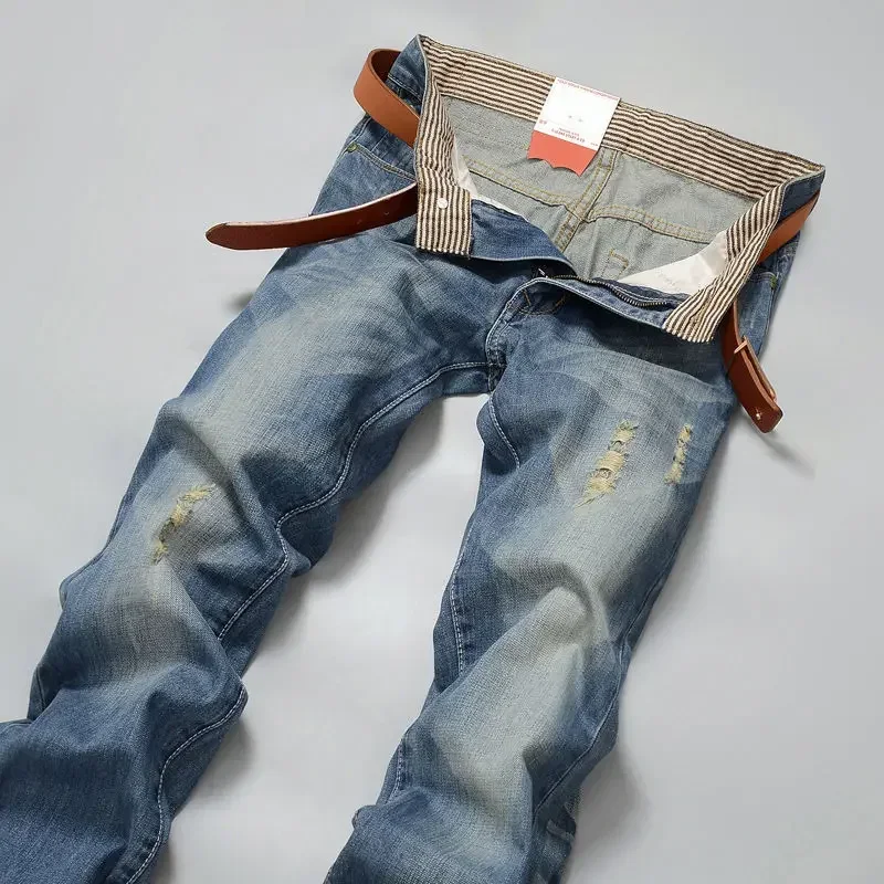 Neue männer Frühling Herbst Jeans Klassische Männliche Dünne Gerade Stretch Marke Denim Hosen Sommer Overalls Slim Fit Hosen Männer Jeans