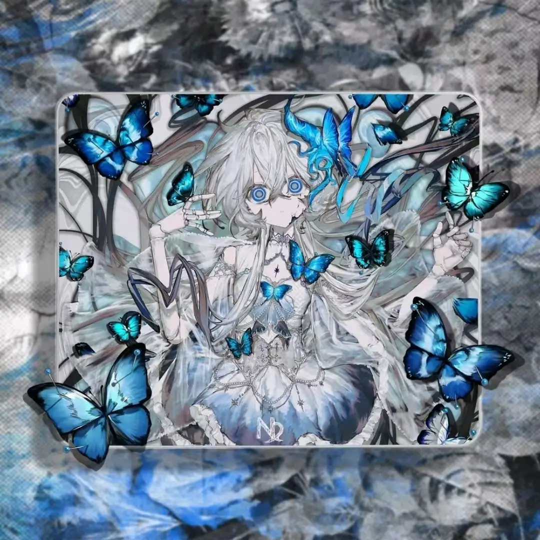 Female Esports Tempered Steel Game Anime Glass Gaming Mouse Pad Frosted Surface Desk Glass Mouse Pad E-Sports 450X400 Mouse Pad