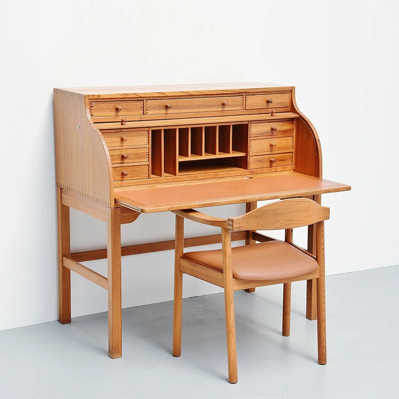 

Folding secretary cabinet, Nordic MCM furniture storage teak Danish replica retro decoration