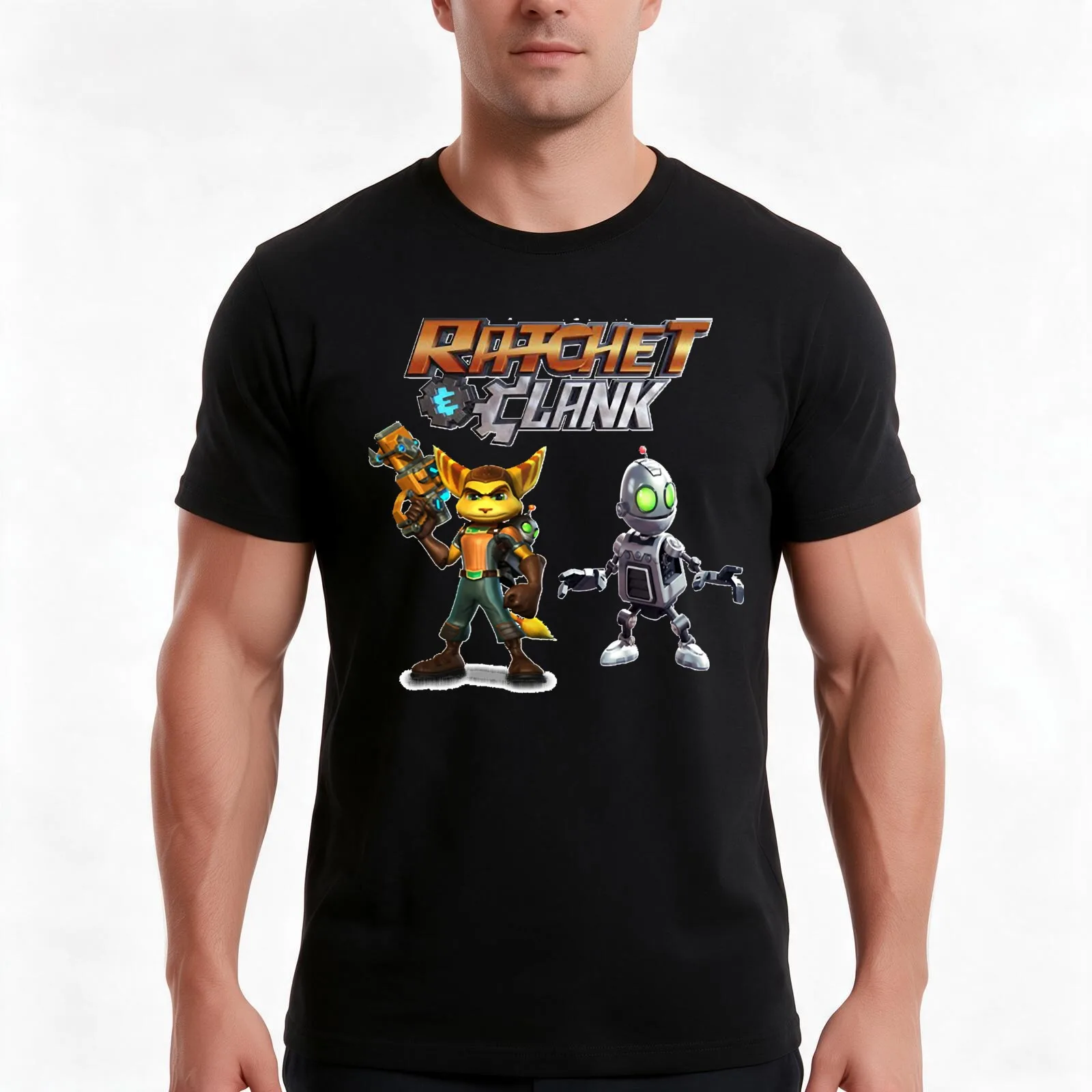 Ratchet and Clank T-Shirt Summer Casual Cotton Tee Oversized Streetwear Tops Vintage Graphic Print Loose Fit Short Sleeve
