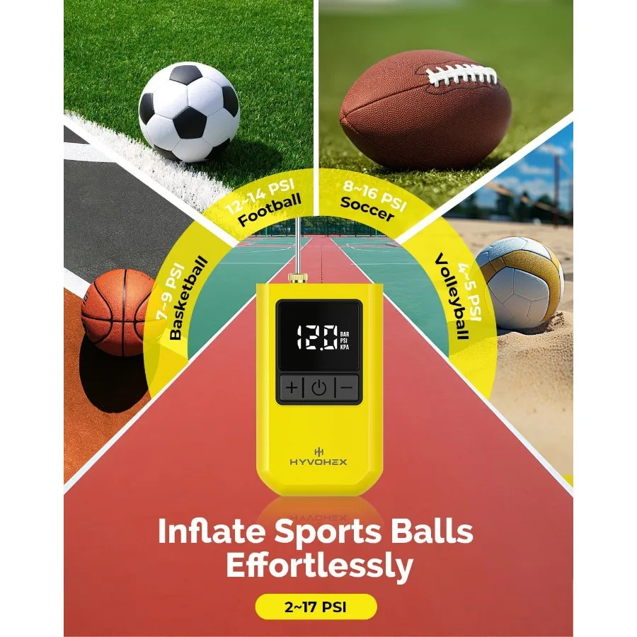 Portable Electric Ball Pump for Sports Balls: Ultra Fast Inflation with Digital LED Display Preset Pressure Settings Includes B