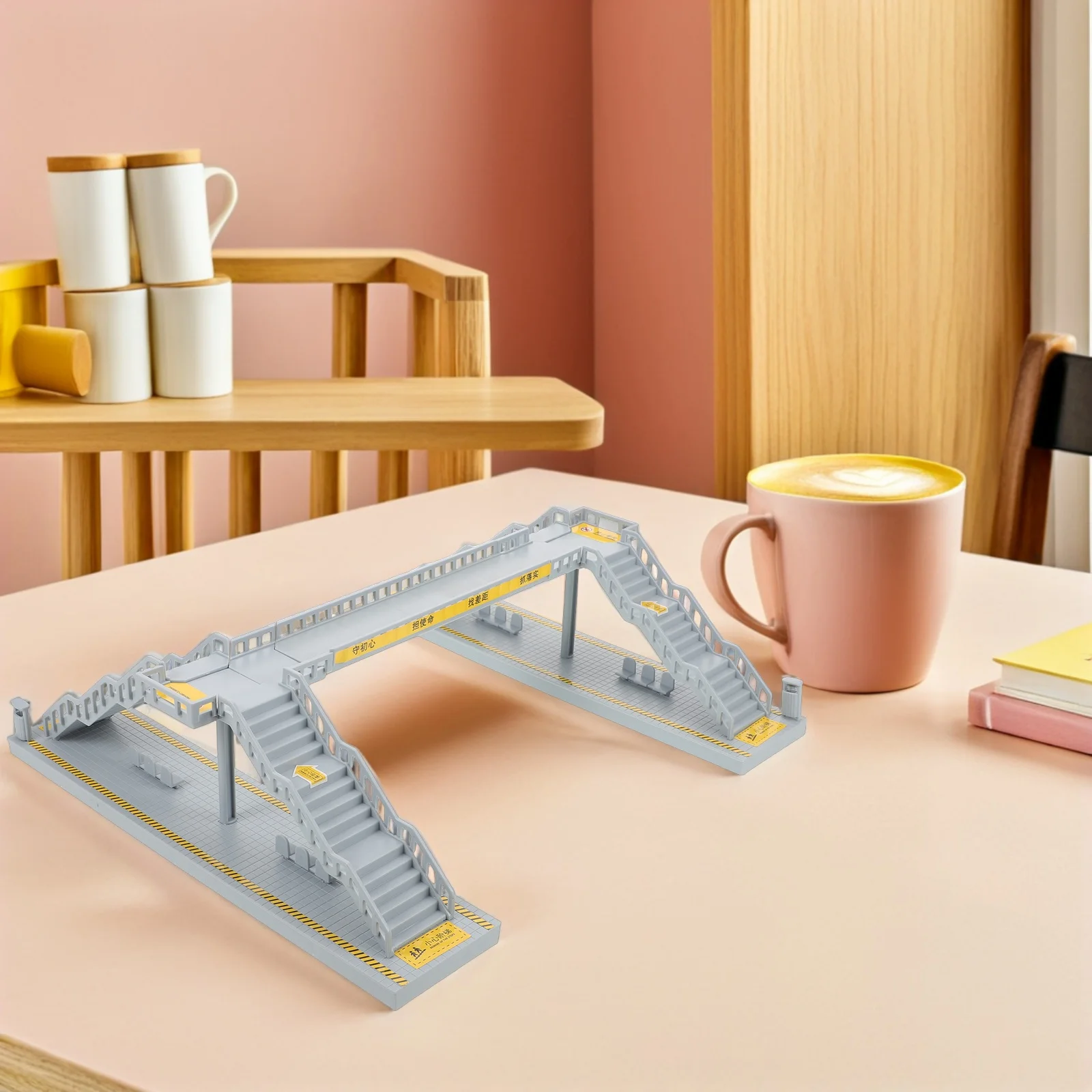 مجموعة جسر المشاة العلوية الواقعية لطاولة الرمل لتقوم بها بنفسك بناء جسر المشاة غير المكتمل لتزيين مشهد السكك الحديدية