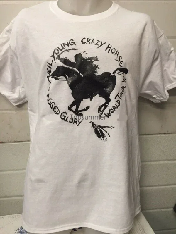 Neil Young Ragged Glory Tour White T Shirt Crazy Horse Harvest Zuma Vinyl Cd