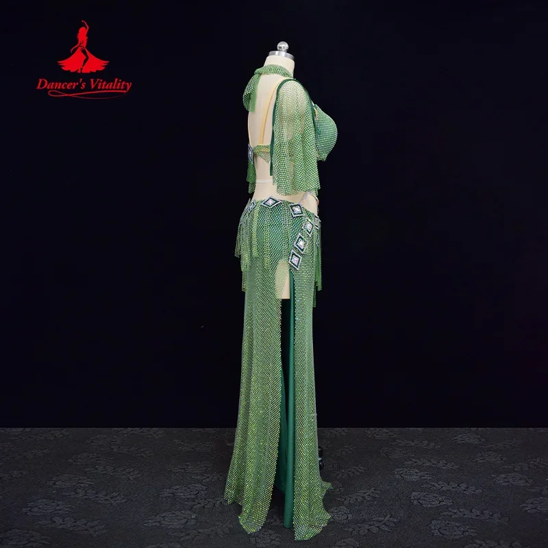 Belly Dance Costume Customization Luxury Diamond Sexy Mesh Dress Adult Children Oriental Dance Professional Performance Dresses