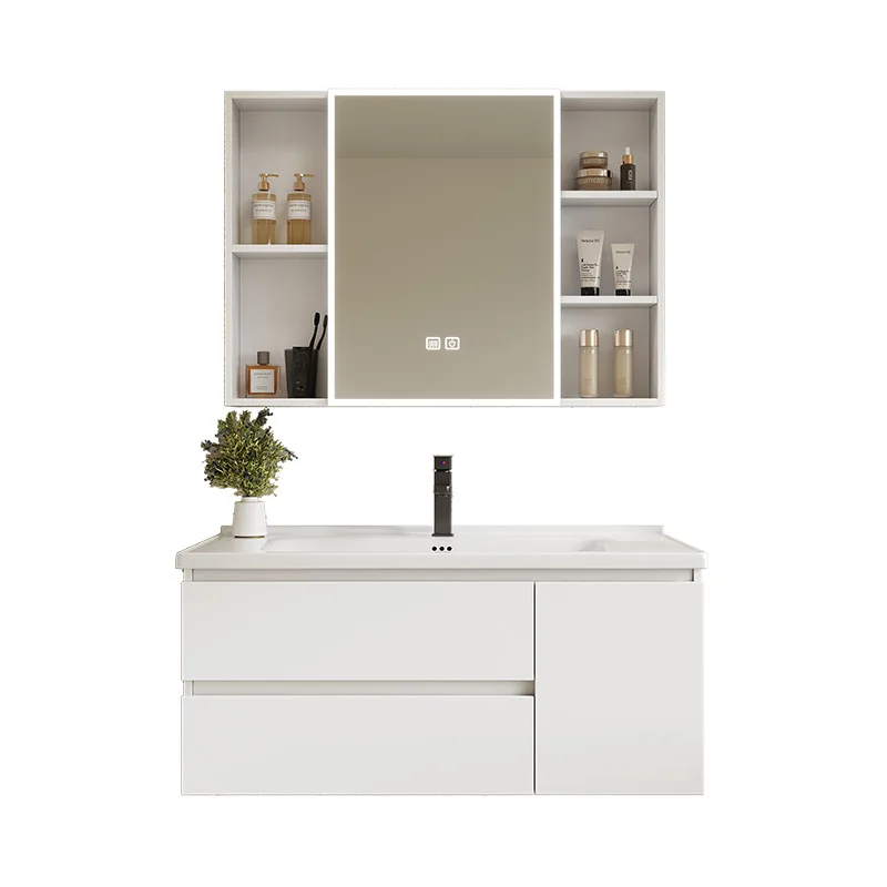 Ceramic integrated basin bathroom cabinet combination smart mirror cabinet honeycomb aluminum bathroom cabinet washstand