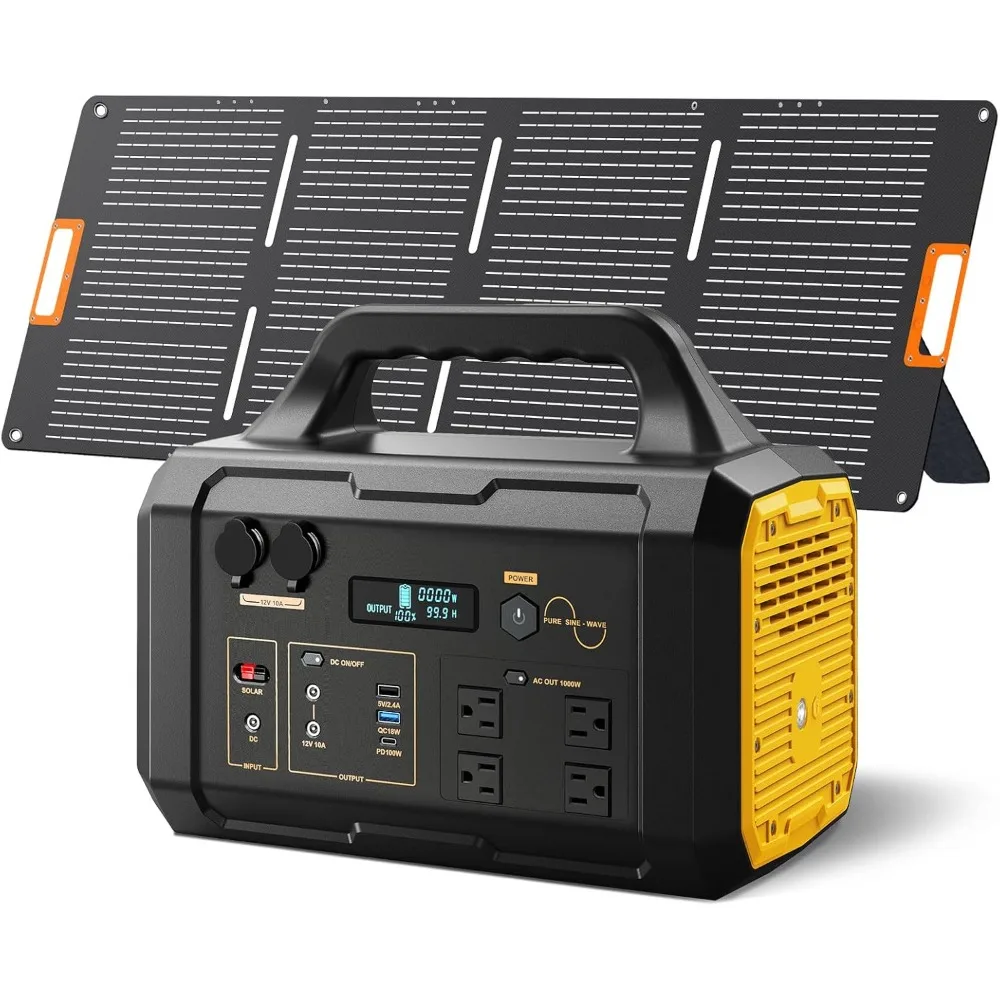 

Портативная электростанция солнечного генератора 1000 Вт с солнечной панелью, аккумулятор LiFePO4 1024 Втч, розетка переменного тока 120 В для наружного кемпинга, путешествий, C