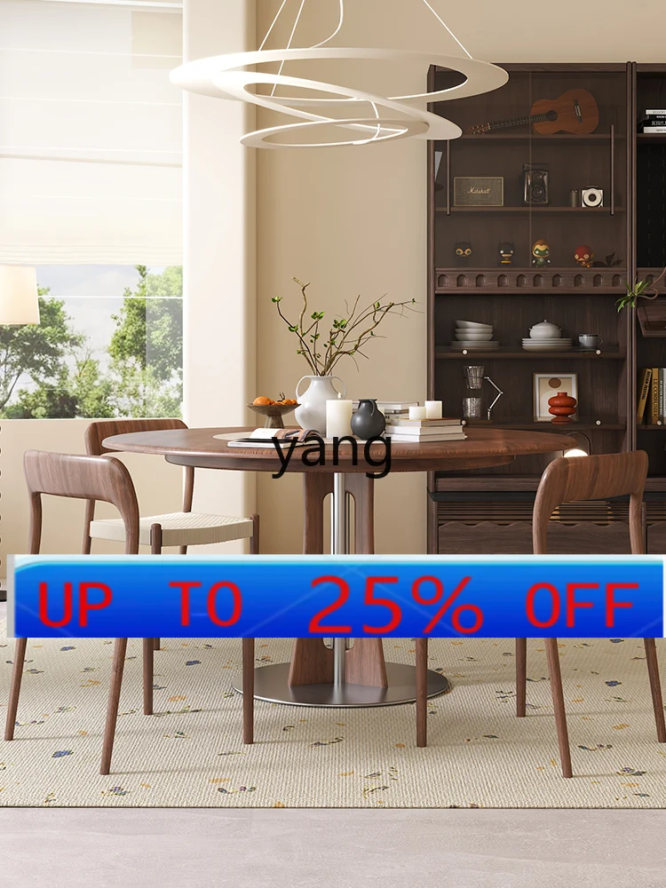 

Обеденный стол LMM из массива черного ореха, круглый, в ретро-стиле, с поворотным механизмом, столешница из каменной плиты.