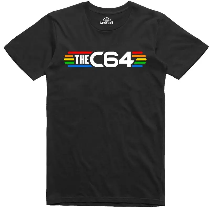 C64 Camiseta Retro Hombre Vintage Ordenador Logo 8 Bit Gamer Camiseta T shirt