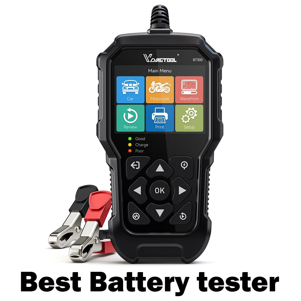 VDIAGTOOL BT300 6V 12V Auto Batterij Tester Auto Opladen Zwengelen Tester Golfvorm afspelen voor Motorfiets Auto Vrachtwagen SUV ATV