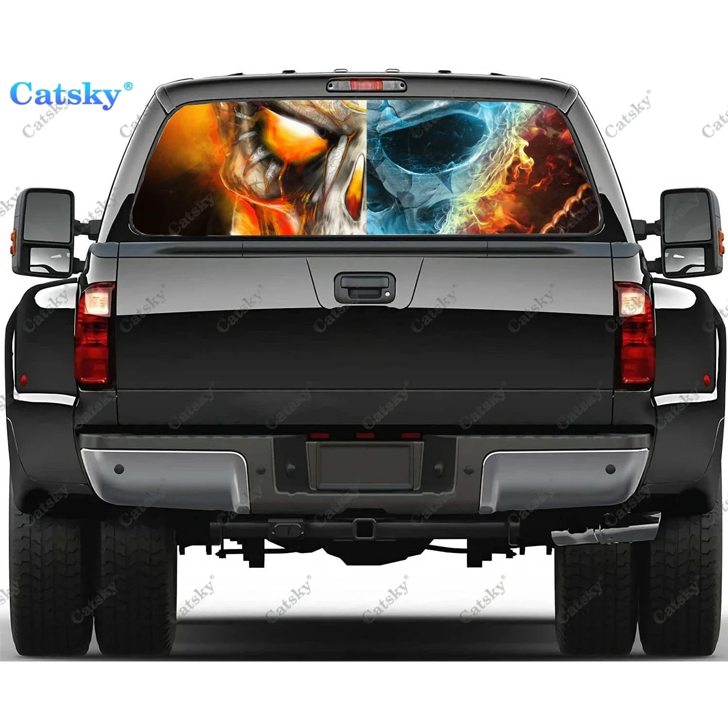 Skull horror skeletoncar Window Decal Sticker Graphic PVC Material Truck Sticker Perforated Vinyl Universal Sticker