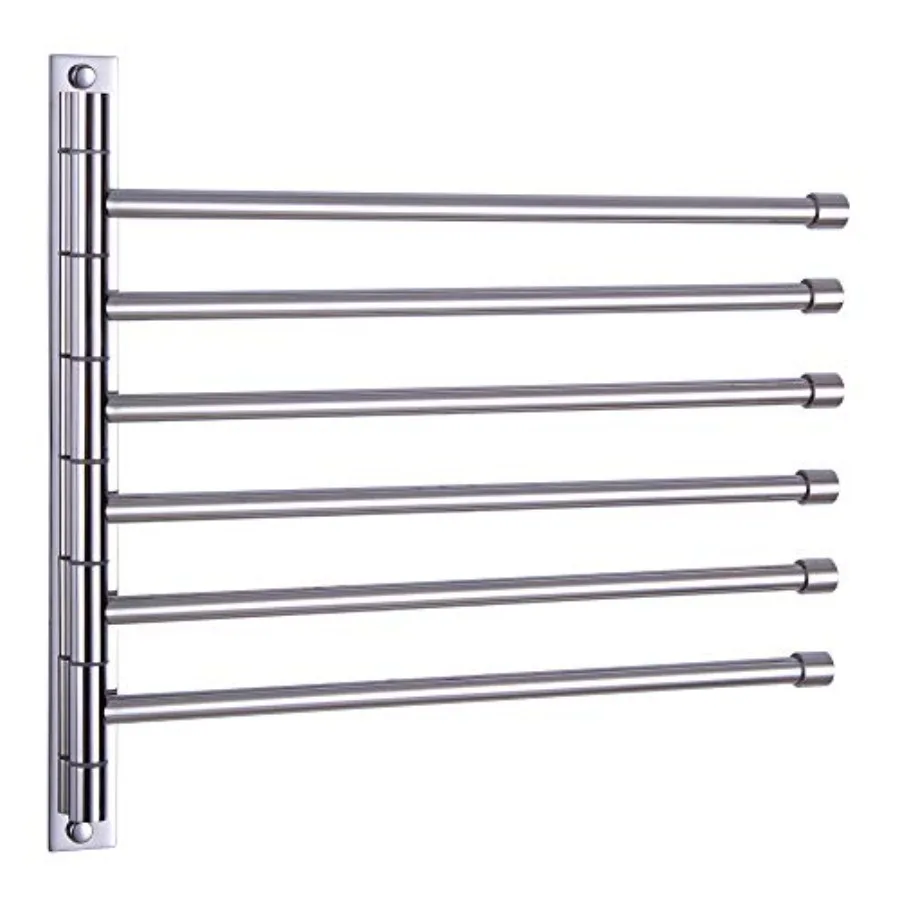 

Towel Holder Swing Out Towel Bar Stainless Steel Bathroom Hand Towel Rack 6-Bar Folding Arm Swivel Hanger Wall Mount Finish