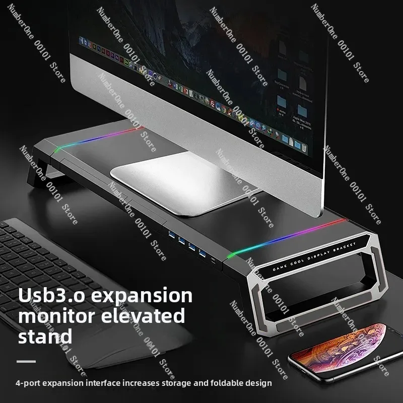 Computer Monitor Stand Riser Adjustable Folding Desktop Bracket Storage Base Multi Functional Organizer for Home Office Use