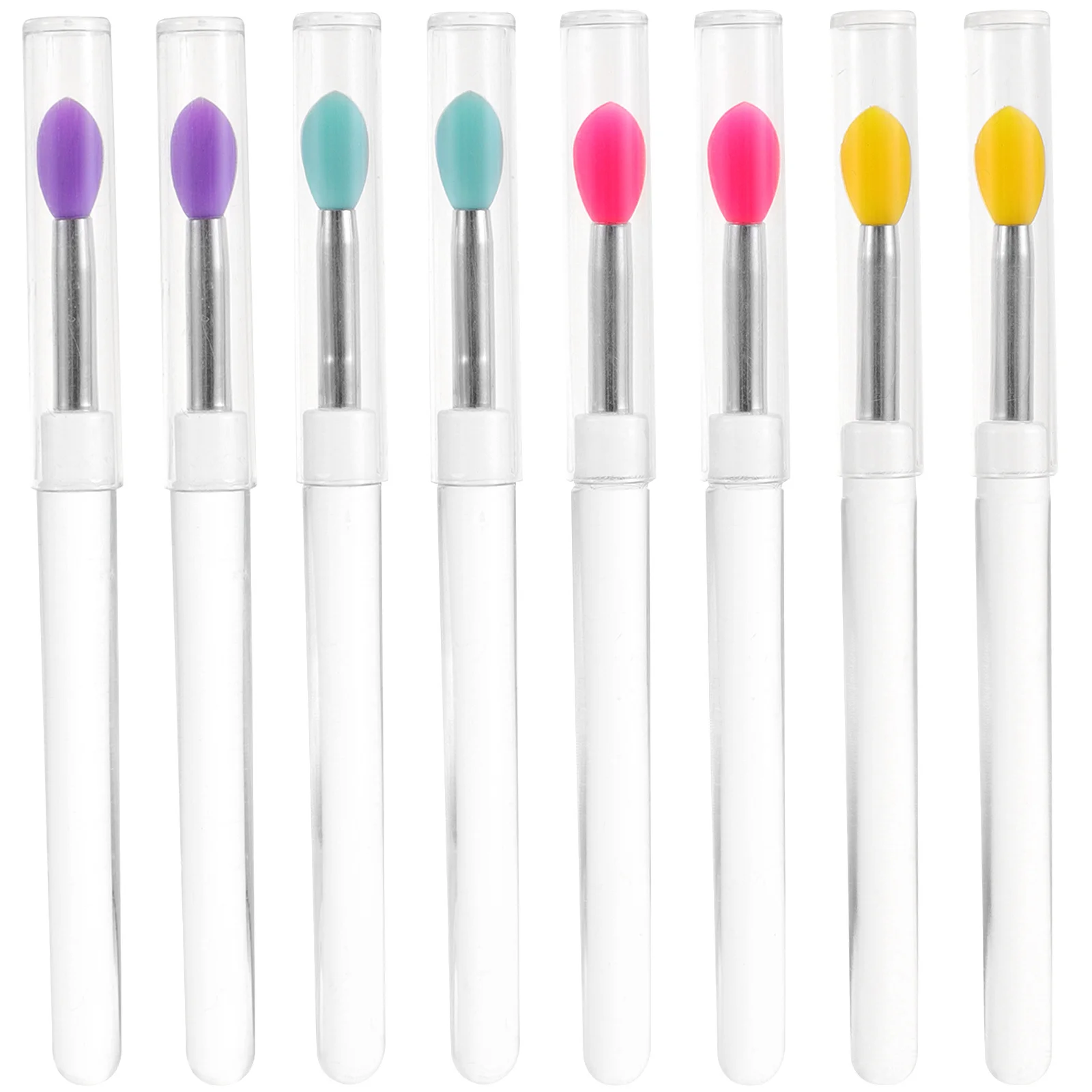 투명한 손잡이가 있는 8Pcs 실리콘 립 어플리케이터 립스틱 브러쉬 립글로스 밤용 재사용 가능한 소프트 메이크업 도구