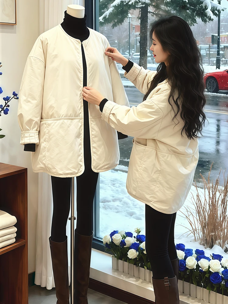 

Faionable ort down Cotton Jaet Women's Winter New Loose Small Size Lightweight Warm Bread Sle Coat Korean Version