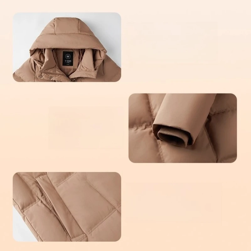 Chericom jaqueta longa feminina 2025 inverno suporte com capuz gola bolso interno térmico quente cor sólida casaco minimalista y309185y