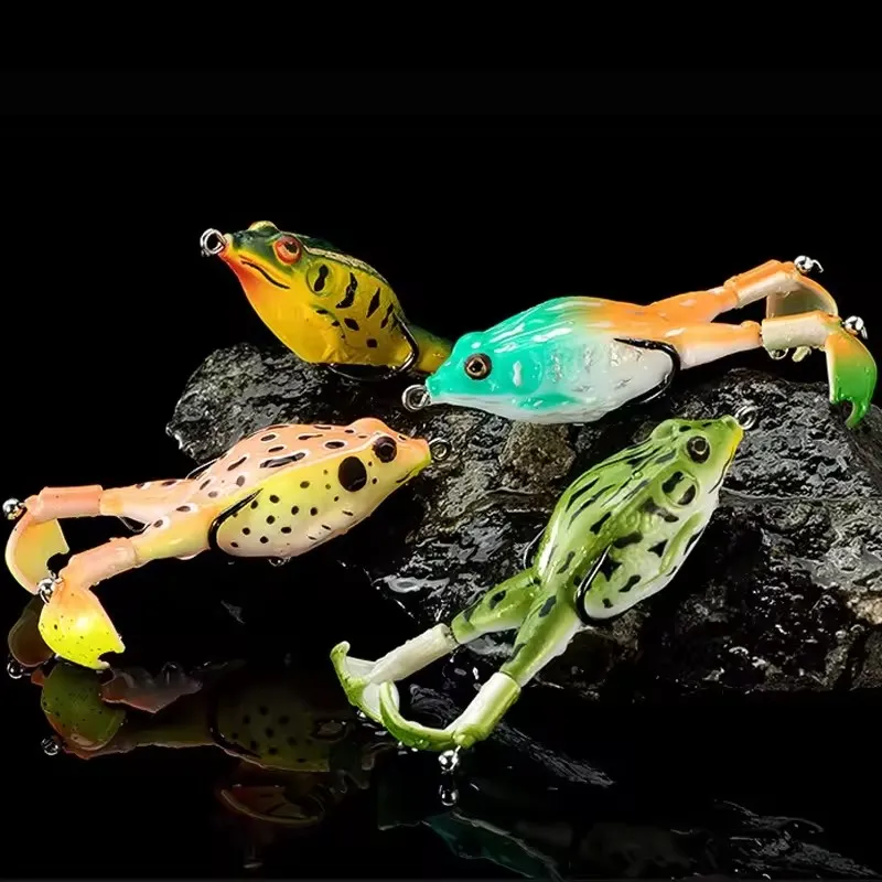 1 pcs Top Water Bass Fishing Lures Soft Frog Double Propellers Legs Freshwater Bait for Bass Snakehead Pike